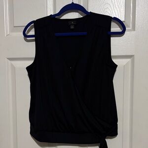 Black Sleeveless Wrap Top